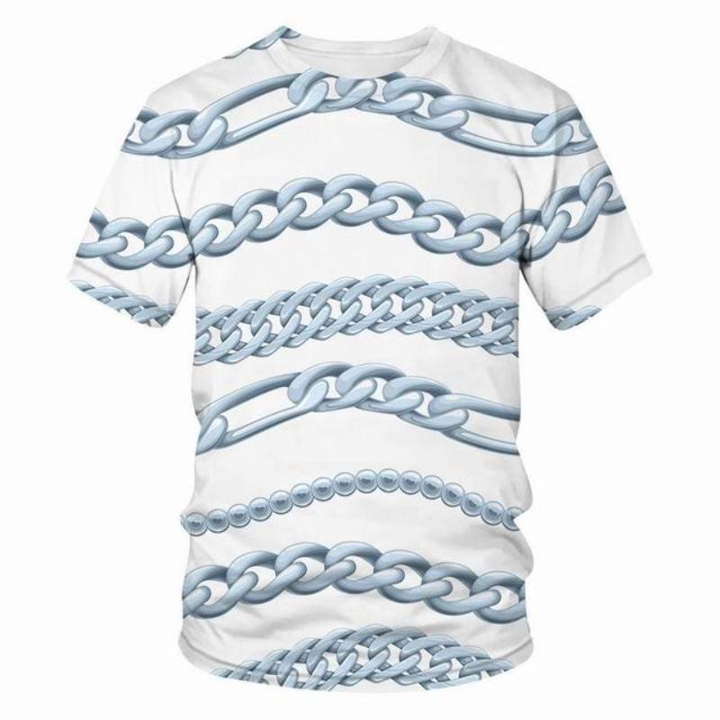 Luxusní 3d tričko s potiskem Ležérní letní styl Módní potisk Tričko s krátkým rukávem Ženy Top Chain Streetwear Volné tričko 6xl