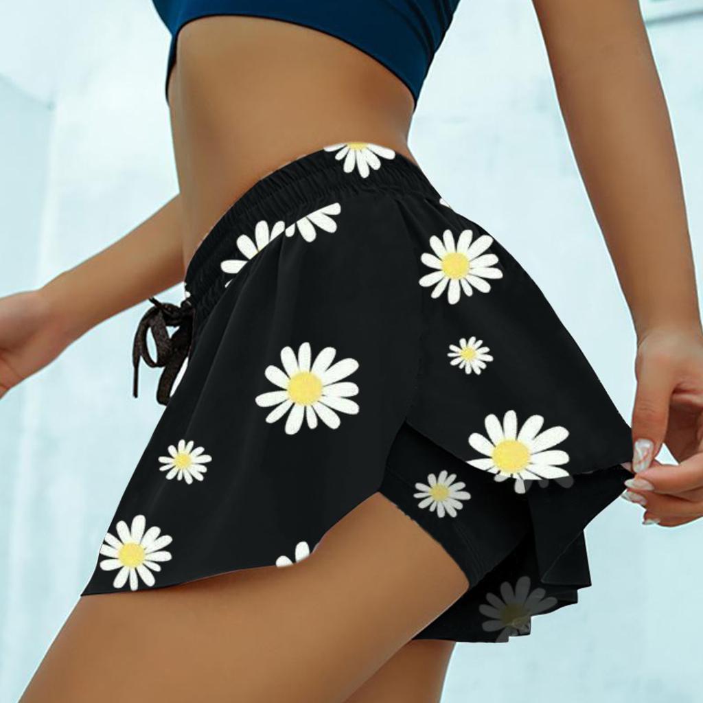 Women Summer Fashion Drawstring Culottes Design Sports Shorts