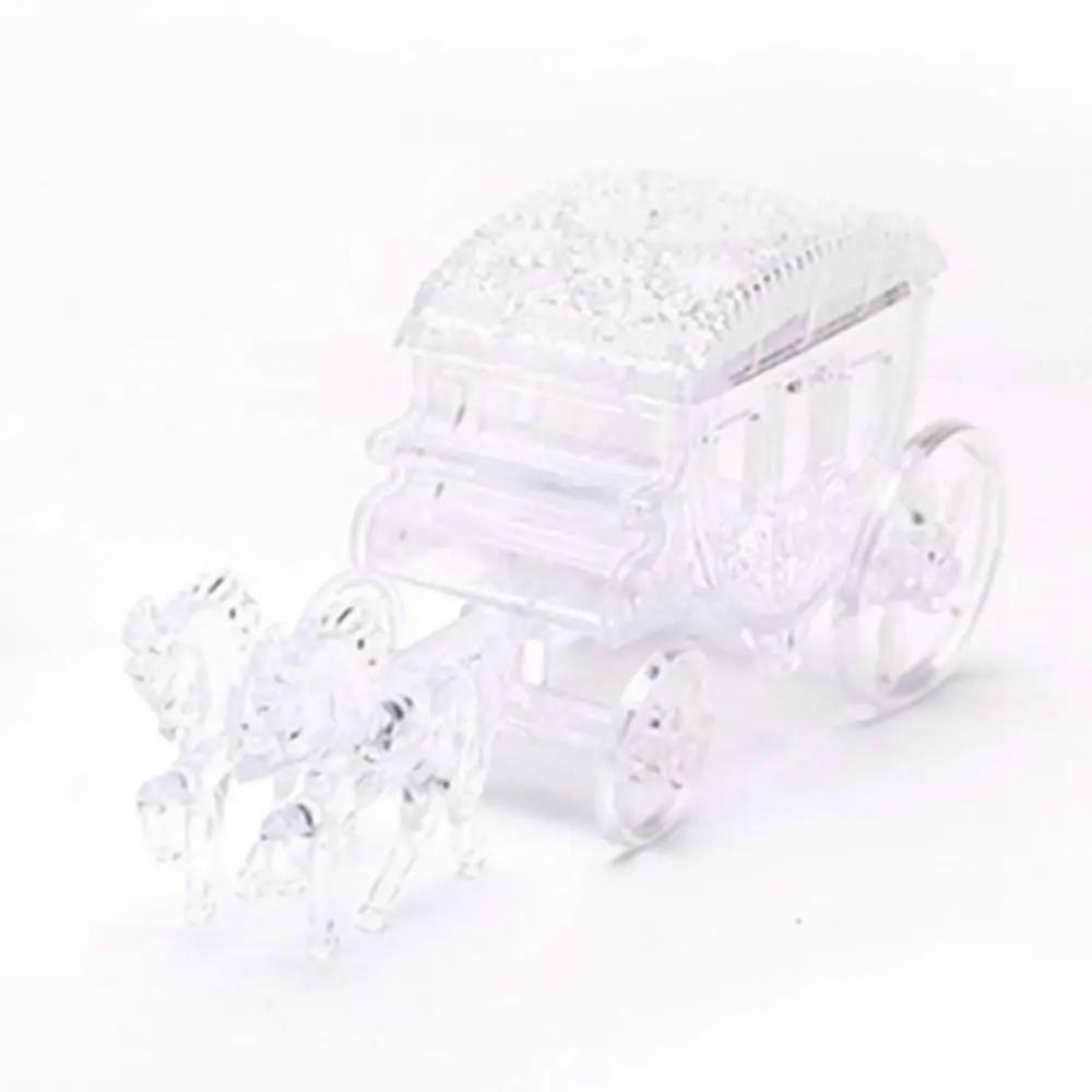 

European Style Exquisite Carriage Candy Box High-end Cute SmallCarriage Ornaments Plastic Carriage Model Home прозорий