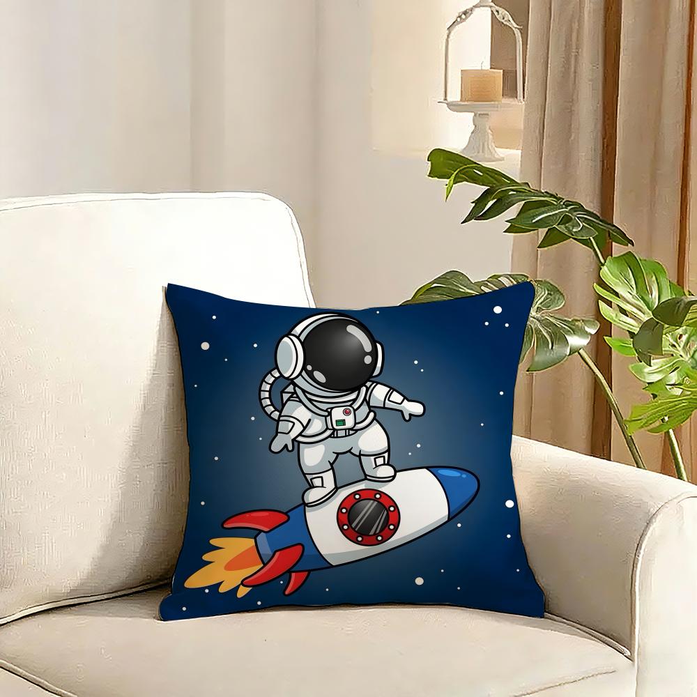 outer space spaceship astronaut rocket Cushion Cover Reversible Plush Pillow Cover Soft Fluffy  Home Decor for Sofa Bedroom