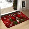 Candy Cane Shaped Christmas Welcome Mat Washable Rug For Living Room Bedroom Bathroom Kitchen Indoor Outdoor Home Decor