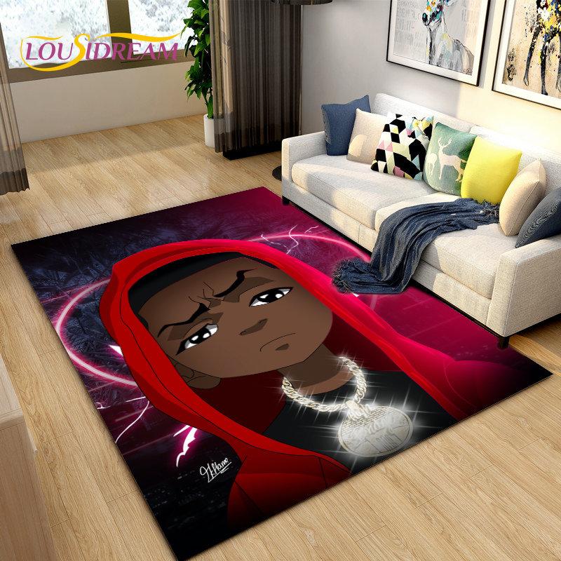 Hip Hop Art Rapper Legend Star Area Rug Large,Carpet Rug for Living Room Bedroom Sofa Doormat Decoration,Kids Non-slip Floor Mat