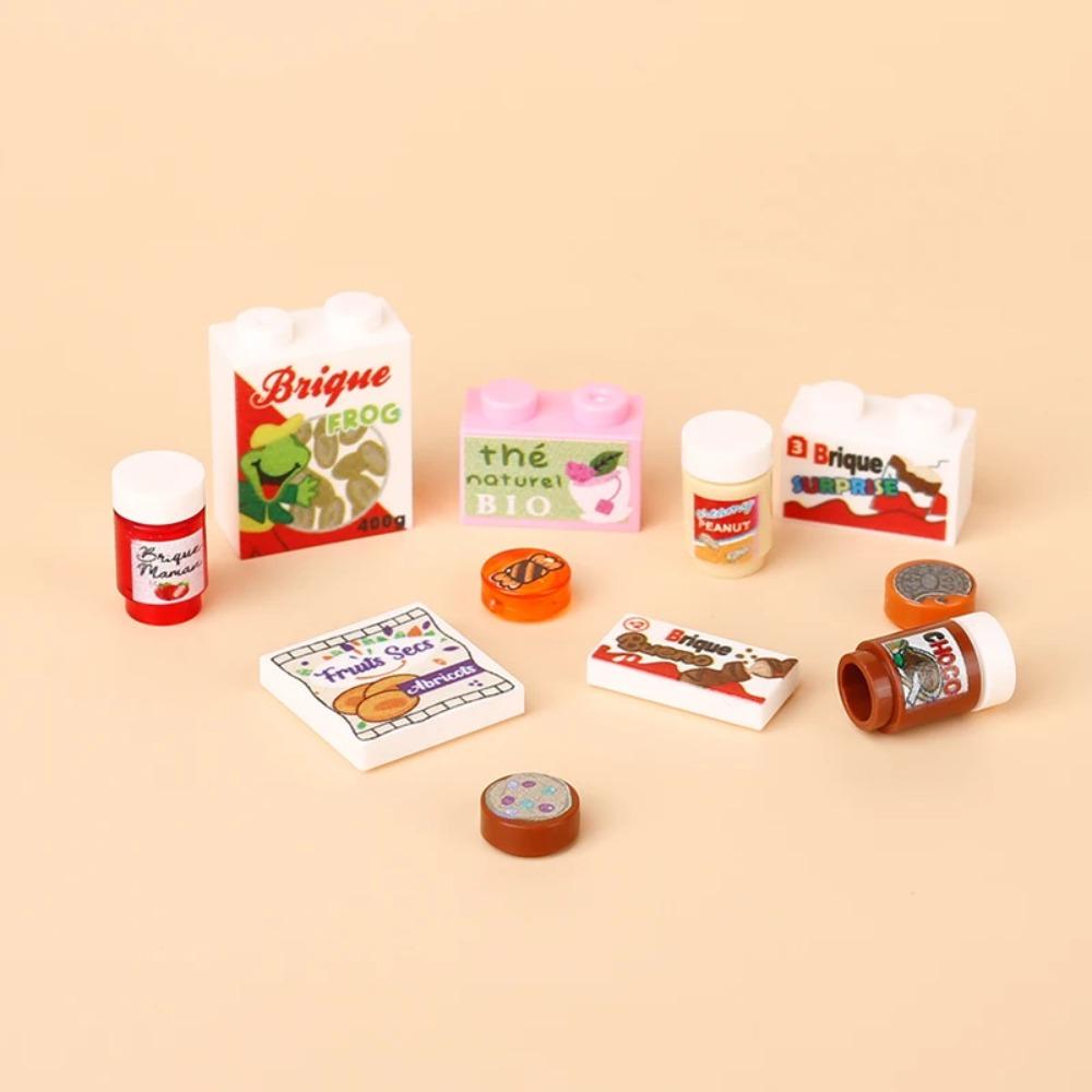 Food Printed Tiles Passport Plane Ticket Building Blocks Sushi Pizza Sound Compass Map Milk Juice Sauce Dessert Bricks Toy