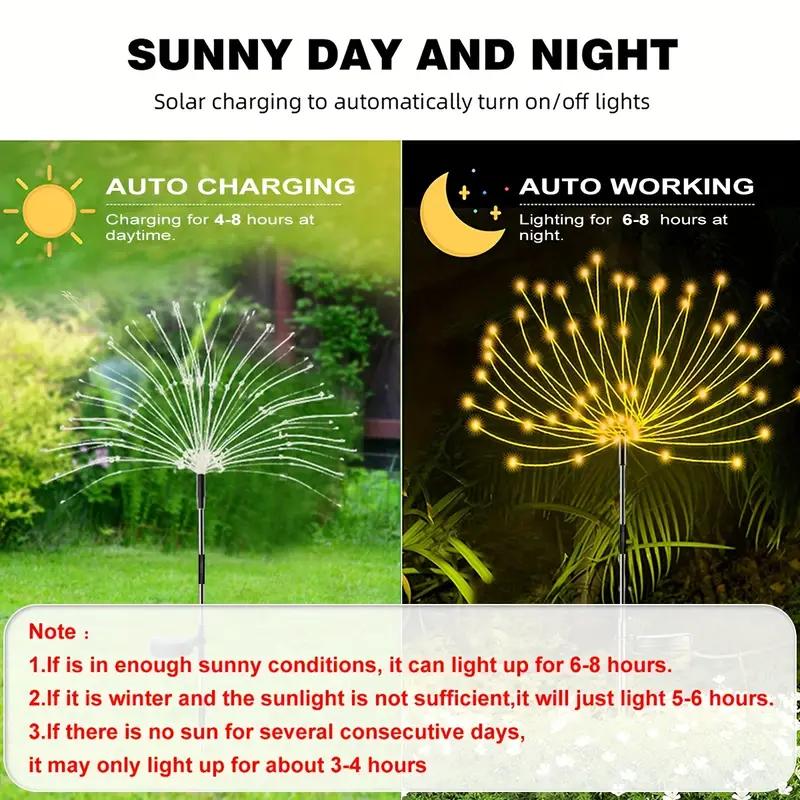 Outdoor Solar Fireworks Light 200 LEDs Solar Garden Lights Decorative Solar Lights for Garden Patio Lawn Christmas Decor Lamp