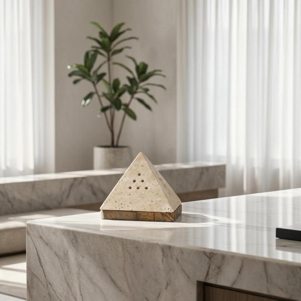 Pyramid Incense Burner StoneLike Holder with Base Stable Censer for Hotel Reception,