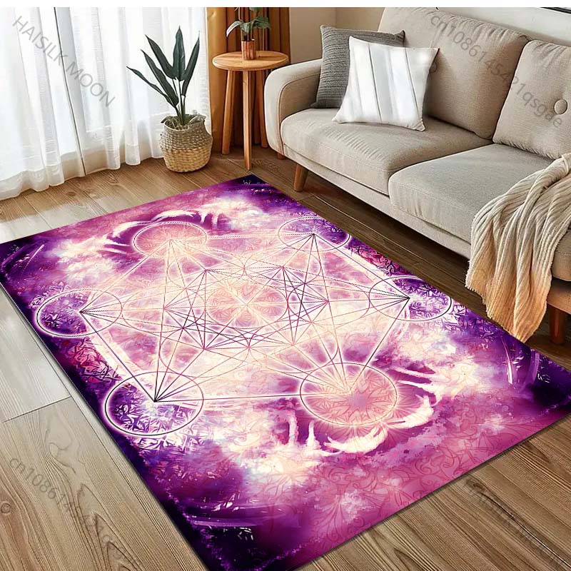 Occult Metatron's Cube Print Carpet Rug for Living Room Bedroom Sofa Doormat Decor Kids Play Home Area Rug Non-slip Floor Mat