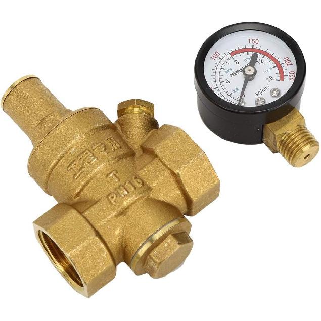 Pressure Reducer DN20 Brass Adjustable Water Pressure Regulator Reducer with Meter