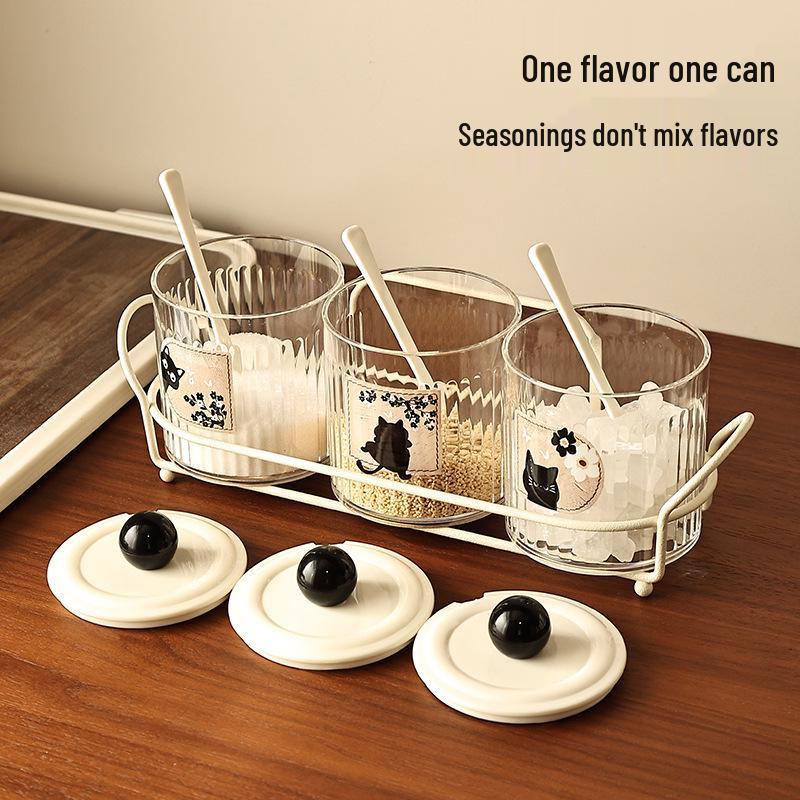 Wall-Mounted Seasoning Set: Punch-Free Kitchen Storage for Salt, Sugar, MSG