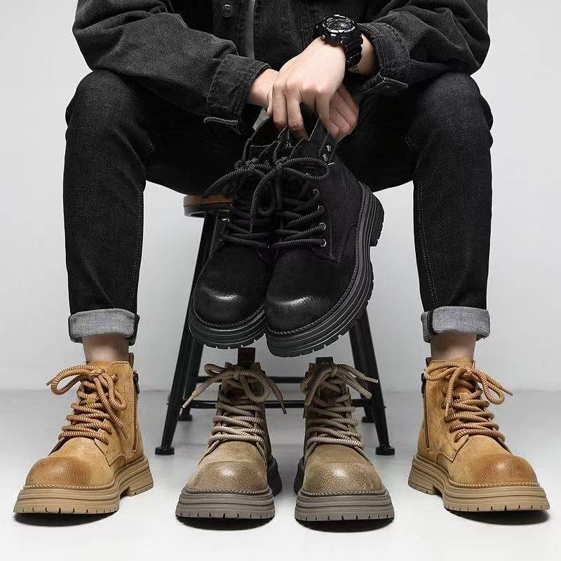 Motorrad Schuhe Männer Mode High Top Schuhe Chunky Ankle Stiefel Für Männer Casual Outdoor Turnschuhe Männer Punk Britischen Stil Männer der Stiefel