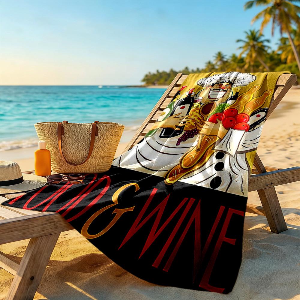 Chef Wine Beach Towel Quick-Dry Soft Microfiber Comfortable Lightweight Portable for Swimming,Beach,Camping, Travel, Beach Accessories,Gym