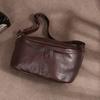 Sac de poitrine pour homme grande taille en cuir de vachette de première couche, Sac de sport rétro, Cuir véritable, Grande capacité Cuir couleur crème d'arbre, Sac bandoulière unique