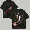 Akame Ga Kill Esdeath Samurai Sword Double Sided Vintage Washed Black Anime Print T Shirt Unisex Loose Y2K Streetwear Cotton Women And Men T-shirt