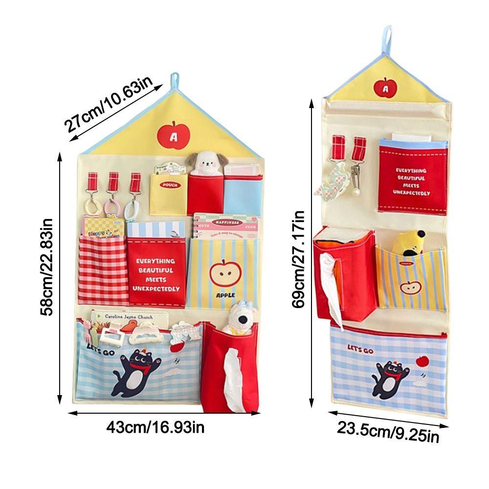 Oxford Tkanina Úložná závěsná taška do koleje Vícevrstvá nástěnná síťovaná kapsa na spodní prádlo Kreslený organizér na drobnosti