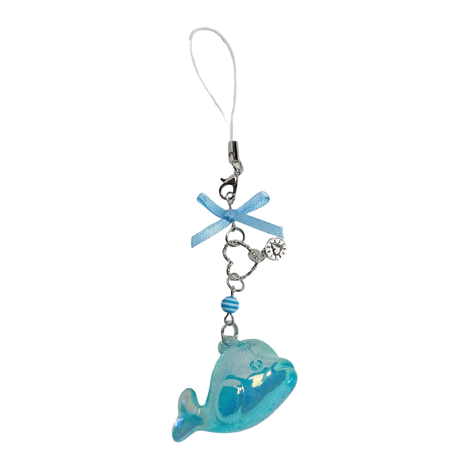 

Playful Whale Resin Keychain Colorful Bead Fashionable Detail For Bags