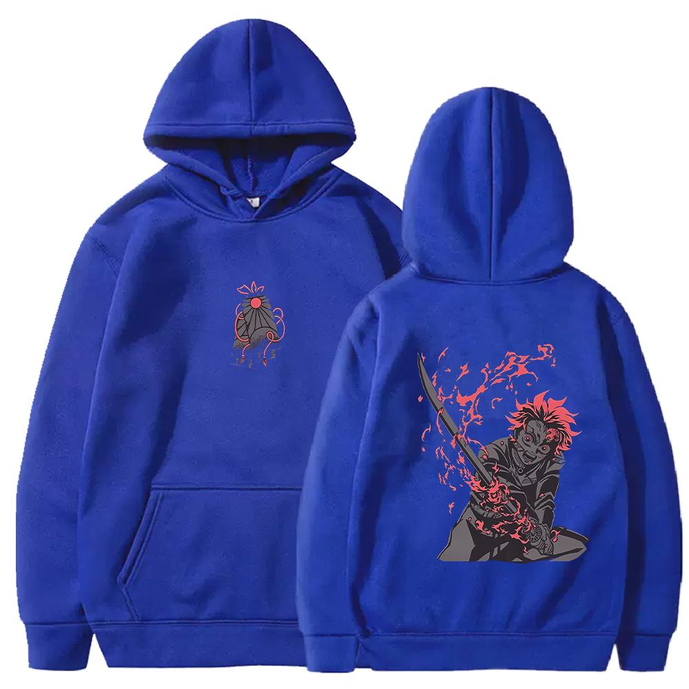 Demon Slayer Tanjirou Manga Hoodies Harajuku Hip Hop Y2k Sweatshirts Fall Winter Fleece Loose Streetwear Men Women Clothing