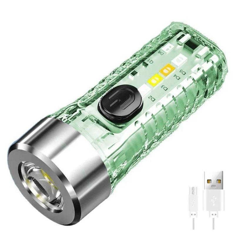 Mini Schlüsselanhänger Taschenlampe USB Wiederaufladbare Handleuchte Wasserdicht Taschenlampe Outdoor Warnung Camping Handlampe