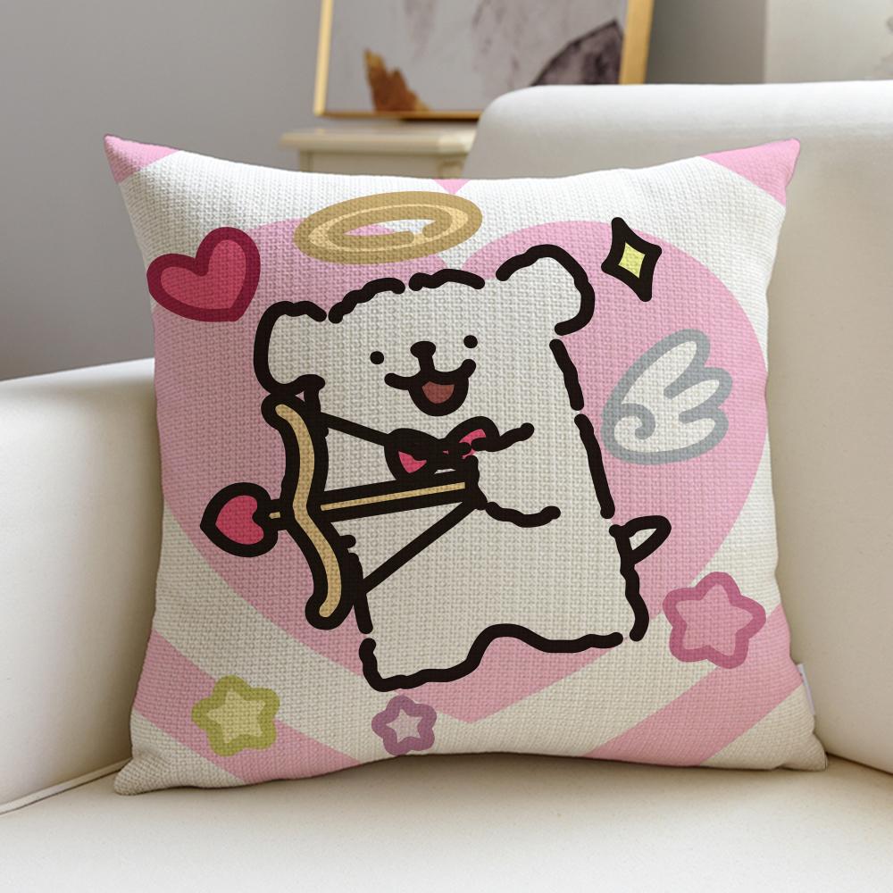 Friendly LLine Friends PuppyS Cushion Cover Breathable and Skinfriendly Linen Pillowcase Square Removable and Washable Cushion