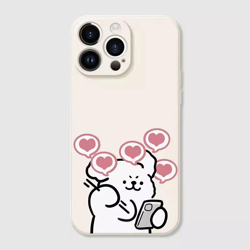 Funny Animal Dog Couple Phone Case for IPhone 16 15 Pro Max 13 12 11 XS MAX X 7 8 14Plus SE2 Shockproof Lovers Cover Fundas Skin