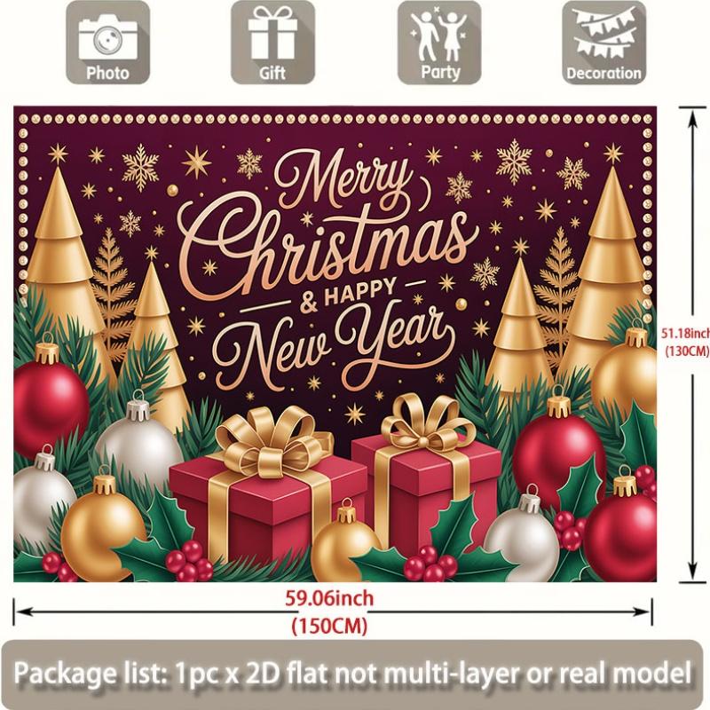 1Pcs Merry Christmas Happy New Year Gifts Decoration Background Xmas Backdrop Decorations For Photo Studio Photo Booth Party