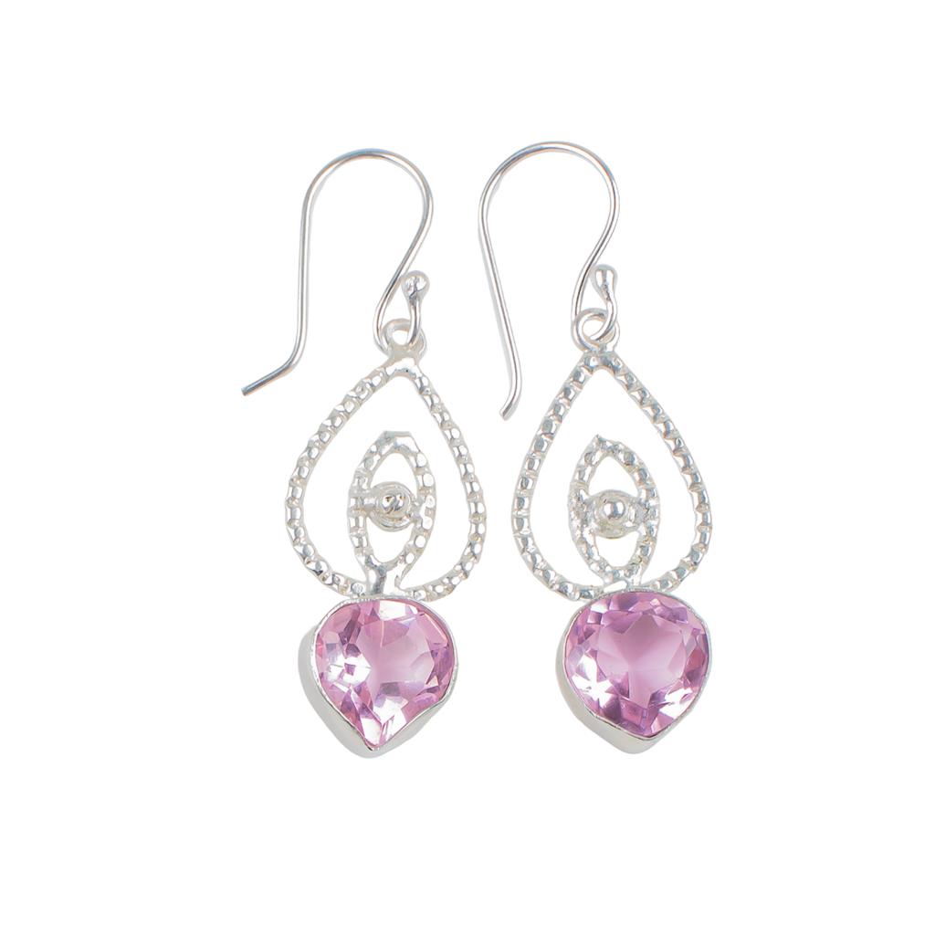 Morganite Gemstone 925 Sterling Silver Jewelry Drop/Dangle Women Earrings 2.00" EE-32-11