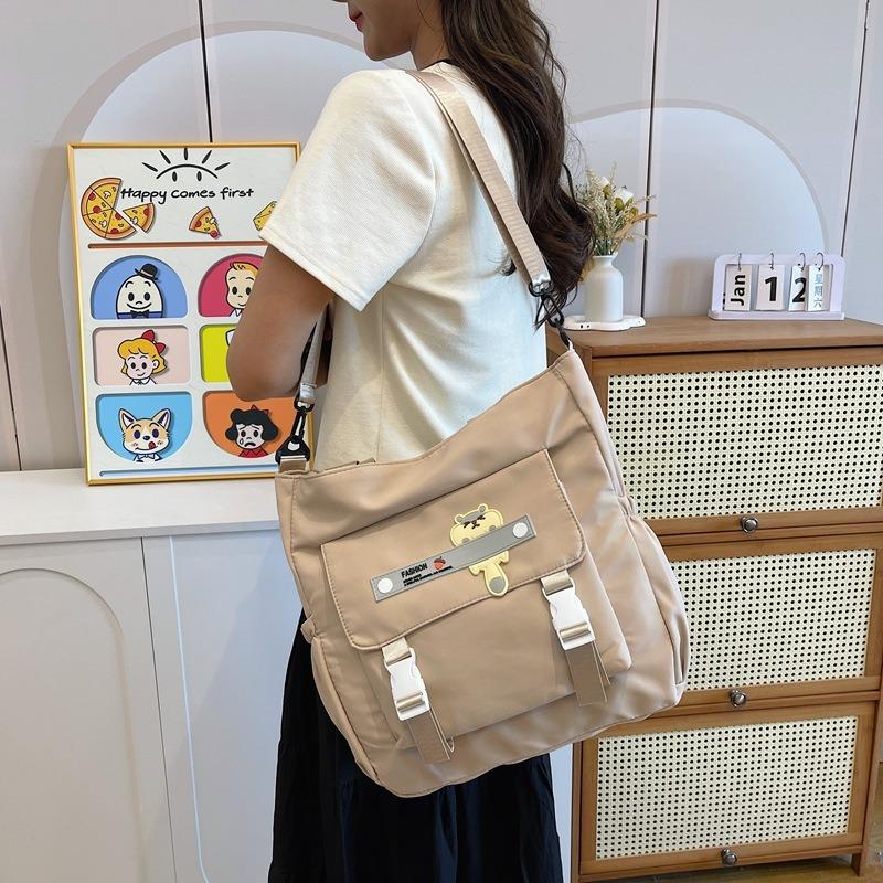 Small fresh nylon bag, women's crossbody shoulder bag, tote bag, class bag, large-capacity student tutoring bag