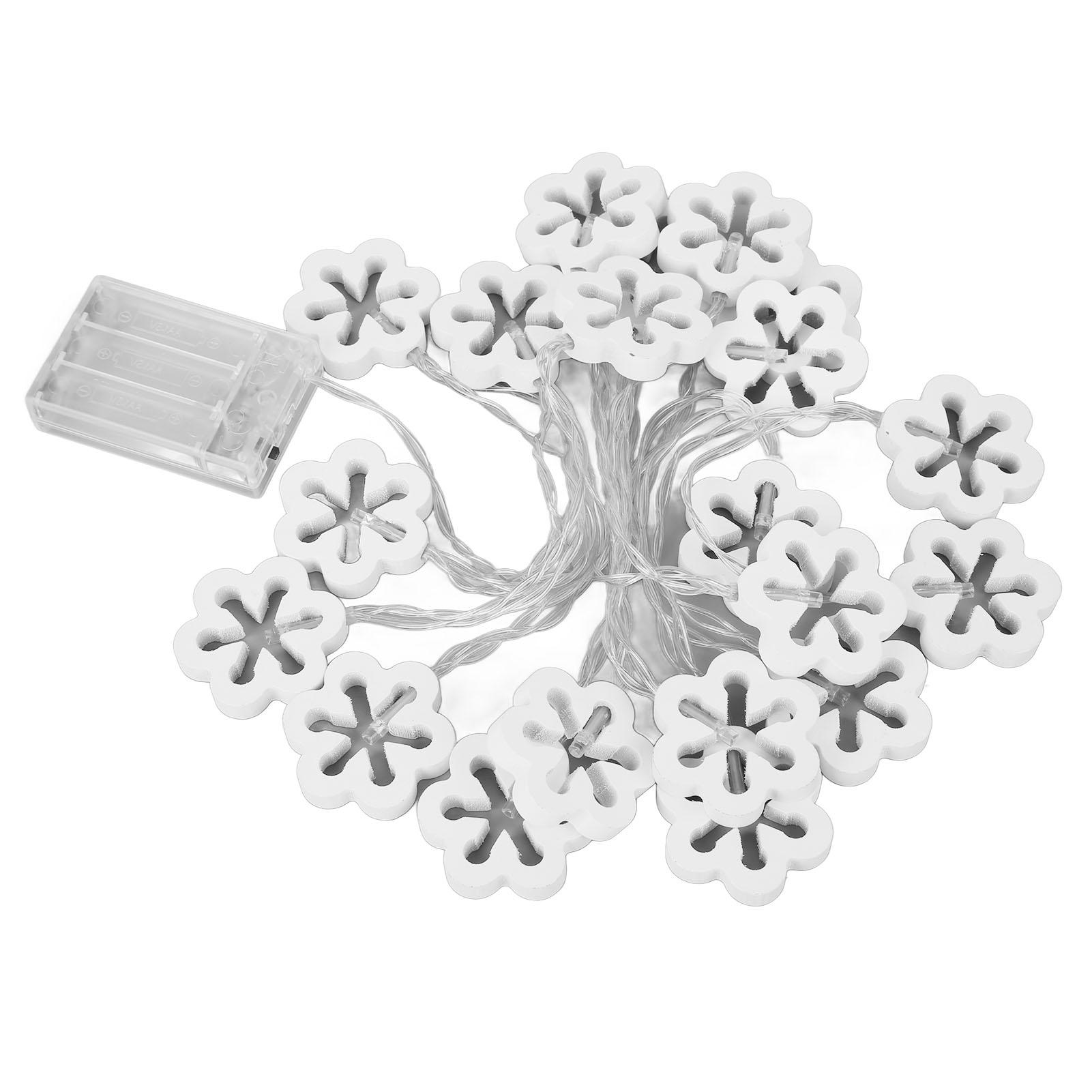 20 LEDs Warm Light LED String Lamp Battery Powered Wooden Flower LED Fairy Lights String for Home Festival Decor White