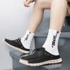Men's Summer New Large Size Slip-On Driving Shoes Outdoor Genuine Leather Breathable Rubber Sole Square Toe Bean Bean Shoes