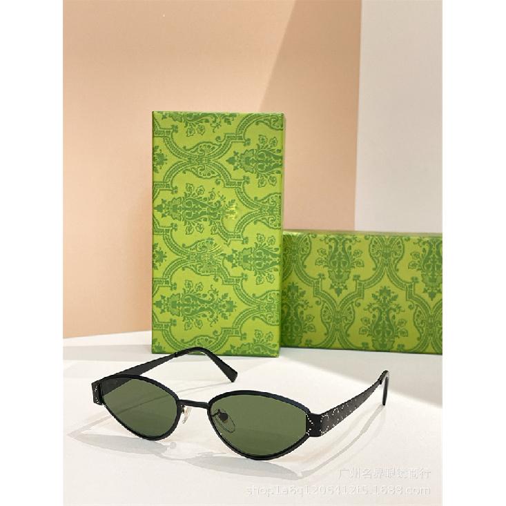 Luxury designer sunglasses, oval-shaped sun glasses for women, fashionable metal sunglasses for men, can be made with prescription lenses 1853S
