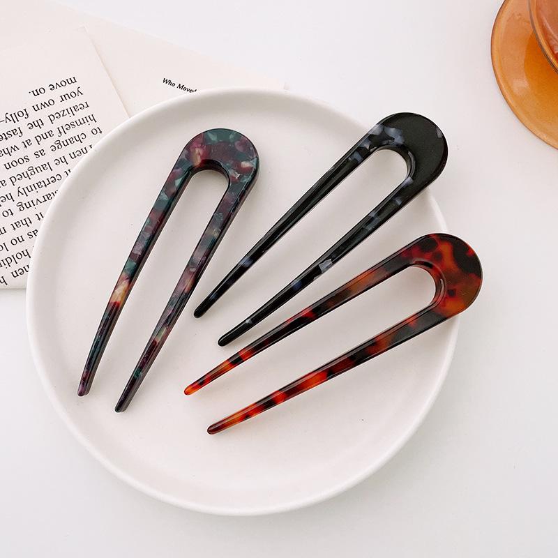Fashion Hair Stick Women Acetate Hair Clip Large 11cm Thicken U-shaped Colorful Hair Stick Girls Hair Accessories Hair Clips New