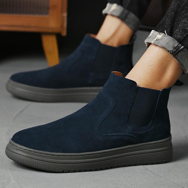 Autumn and Winter New Martin Boots Men's Medium and High-top Chelsea Short Boots Trendy Yellow Boots Men's Shoes Casual Tooling Boots