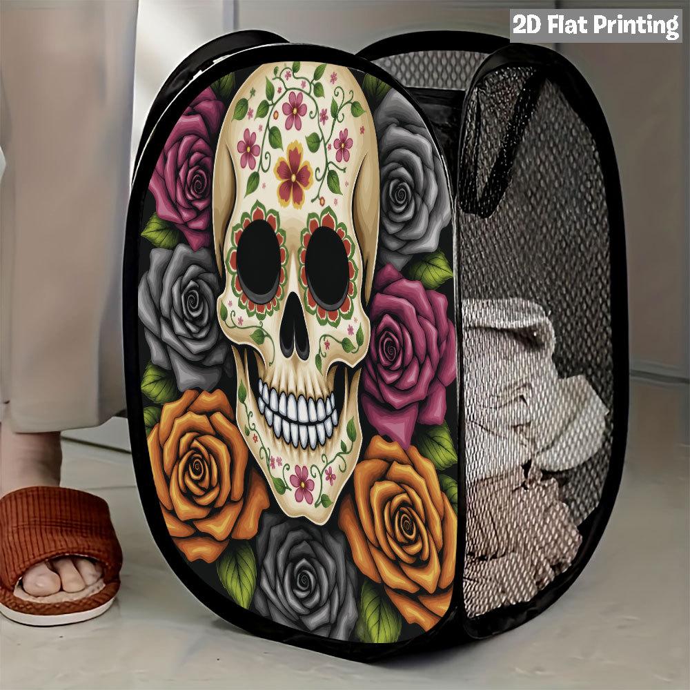 1Pcs Halloween Series 4 Pop-Up Laundry Hamper Expandable Mesh Hamper Basket for Room Bedroom Bathroom Organization Contemporary Storage