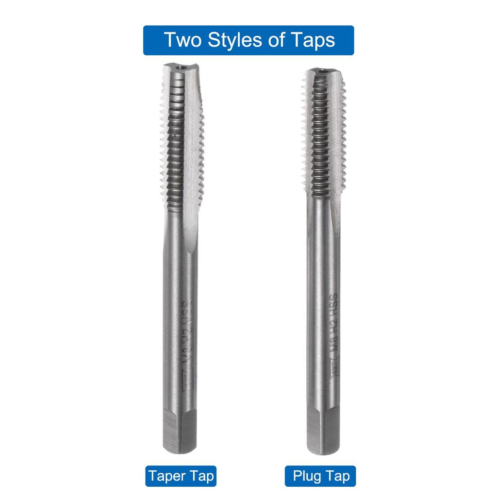 Uxcell Metric Hand Tap Set M8 X Thread High Speed Steel Hand Threading Tapping Tool Kit (2 Pieces), 1.25 Taper/Plug Tap,