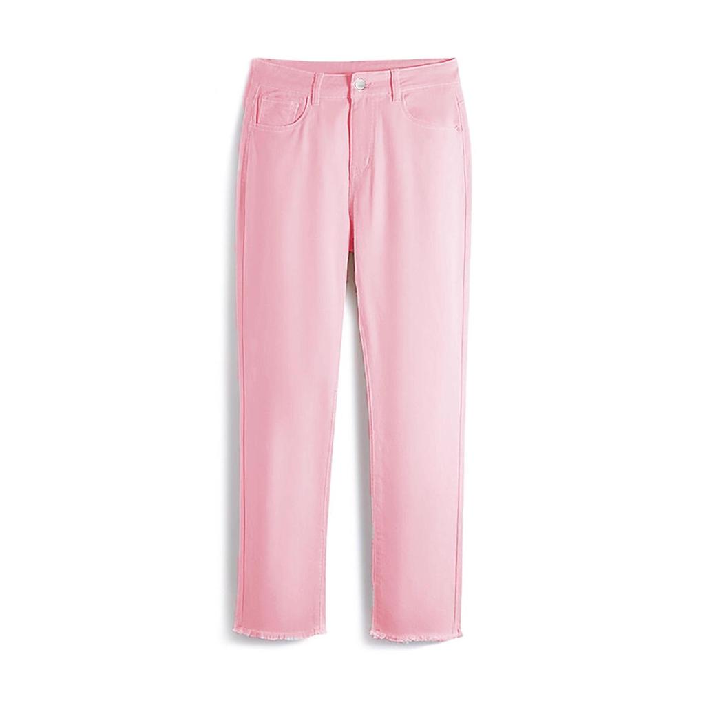 In-stock Women's Mid-Rise Pink Straight-Leg Jeans