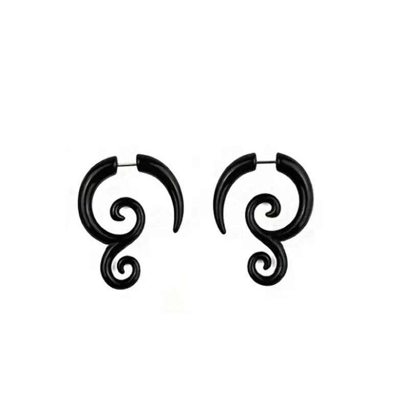 

Черные неровные акриловые серьги-каффы с пуссетами из нержавеющей стали