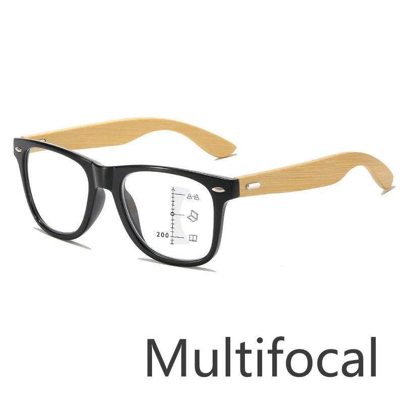 

Мужские и женские модные мультифокальные очки для чтения деревянные очки с блокировкой синего света вблизи и вдали Прогрессивные очки для пресбиопии 1.0