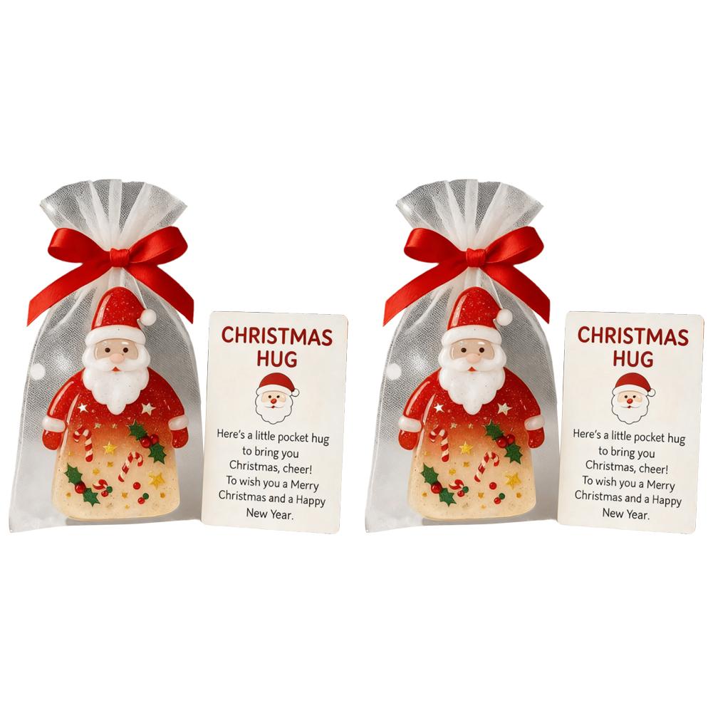 Christmas Santa Hugging Pocket Present Enhance Holiday Ambiance Show Blessing Love Through Card Good Gift For Family Friends
