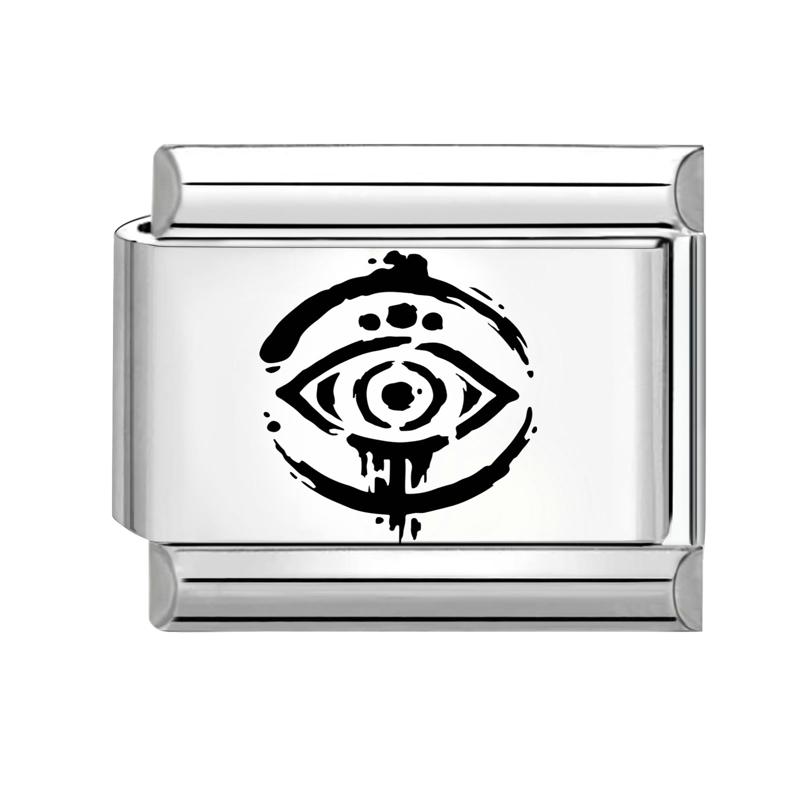 Fashion Girls' Eye Cake Sunset Butterfly Flower Cat Laser Engraving Charm Links Fit 9mm Stainless Steel Bracelet DIY Making Gift