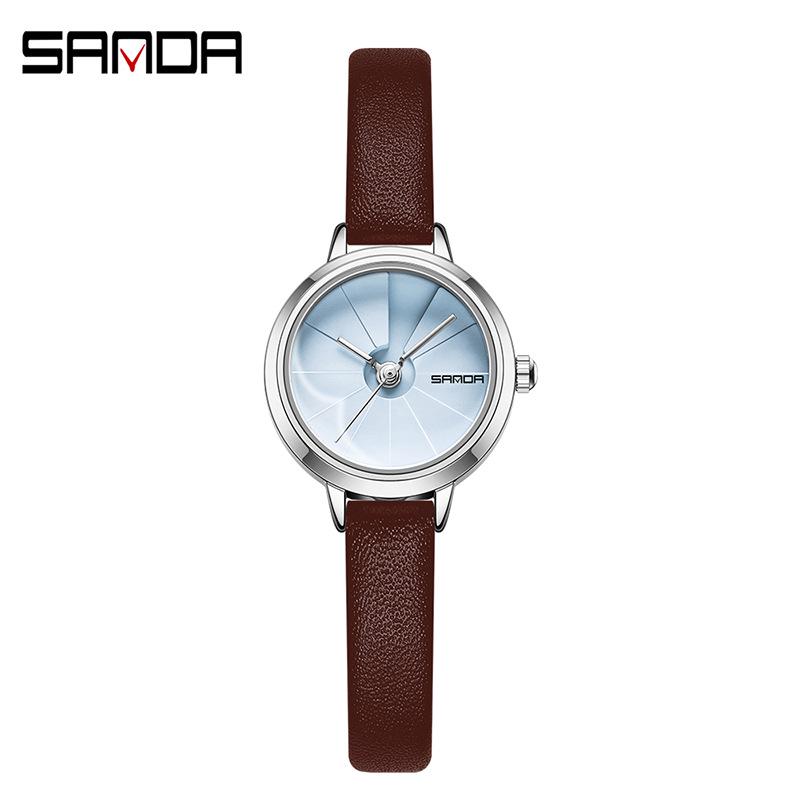 Sanda Korean Style Women's Waterproof Steel & Leather Strap Business Watch