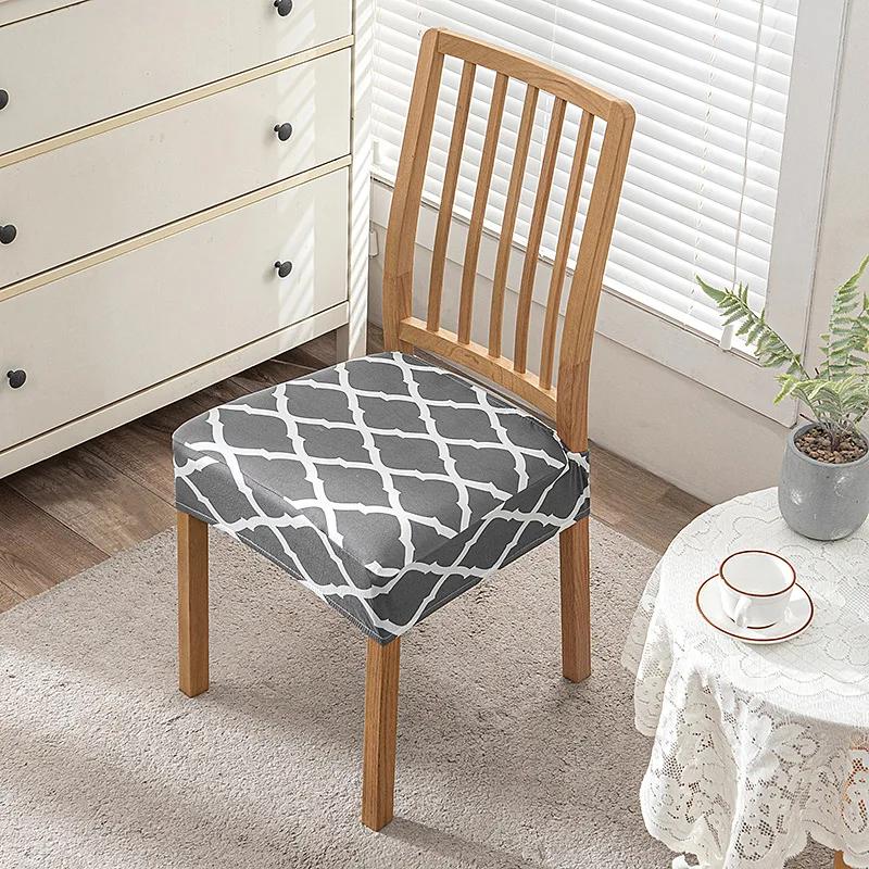 Flowers Print Chair Seat Covers Removable Washable Anti-Dust Stretch Spandex Dining Room Upholstered Chair Cushion Slipcover