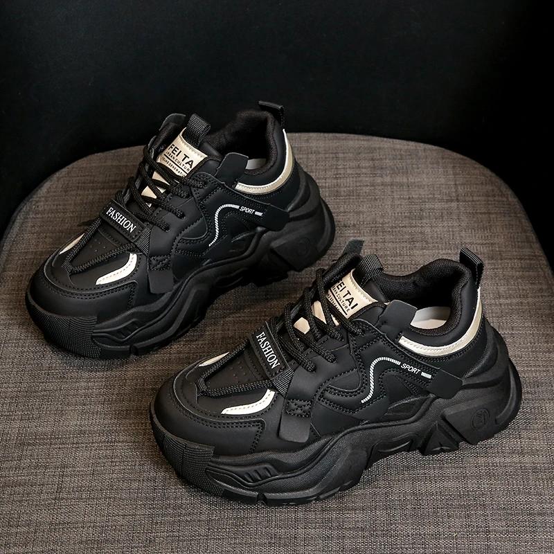 Fashion Women's Casual Sports Shoes Fashion Winter Splicing Before Lacing Thick Soles Anti-slip Wear-resistant Low-top Shoes