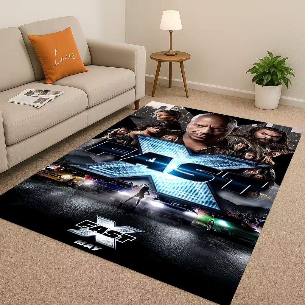 3D Fast F-Furious Vin Diesel Racing Car Living Room Non-Slip Area Rug Carpet for Bedroom Playroom Sofa,Easy Clean Home Doormat