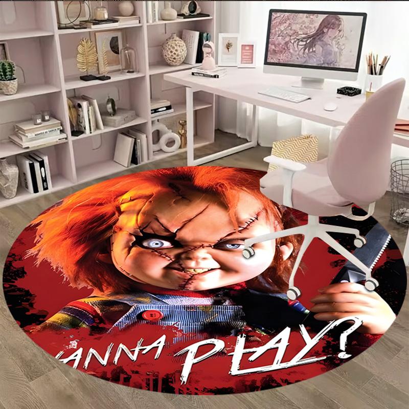 1pc Chucky3 Print Round Carpet Chair Round Carpet Suitable for Bedroom Living Room Home Decorative Carpet