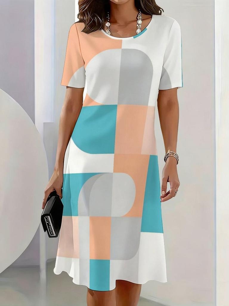 New Summer Mid-length Dress 3D Printed Design Casual for Outings and Parties