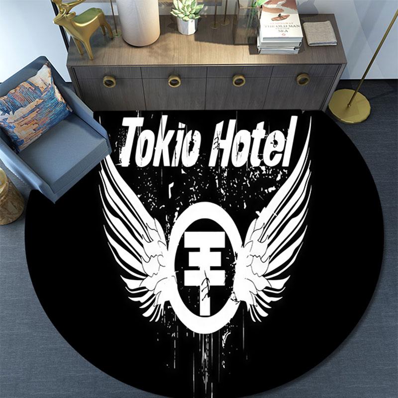 Tokio Hotel pattern round rug,Carpet Rug for Living Room Bedroom Playroom ,Non-slip Floor Mat,Holiday Gifts and Birthday Gifts.