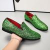 Men Loafer Dress Shoes Diamond Pointed Toe Shoes Gold Luxury Brand Men Paillette Fashion Mens Leather Shoes Zapatos Hombre
