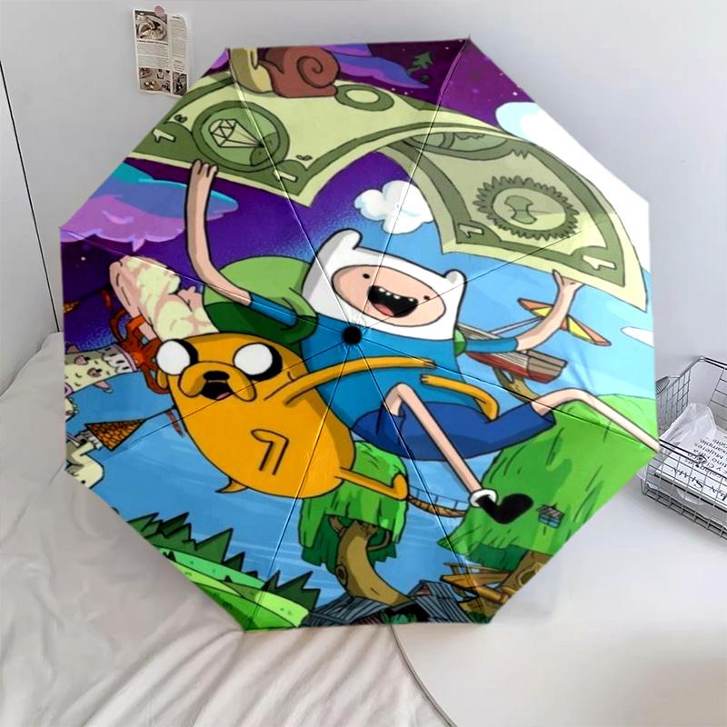 Adventure Time Characters Automatic Umbrella - Suitable Travel Outdoor Portable Umbrella Birthday Gift Daily Essentials