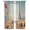 Vista da Torre Eiffel em Paris na primavera França Cortinas transparentes para sala de estar Cortina de janela de tule Quarto Cozinha Cortinas de véu