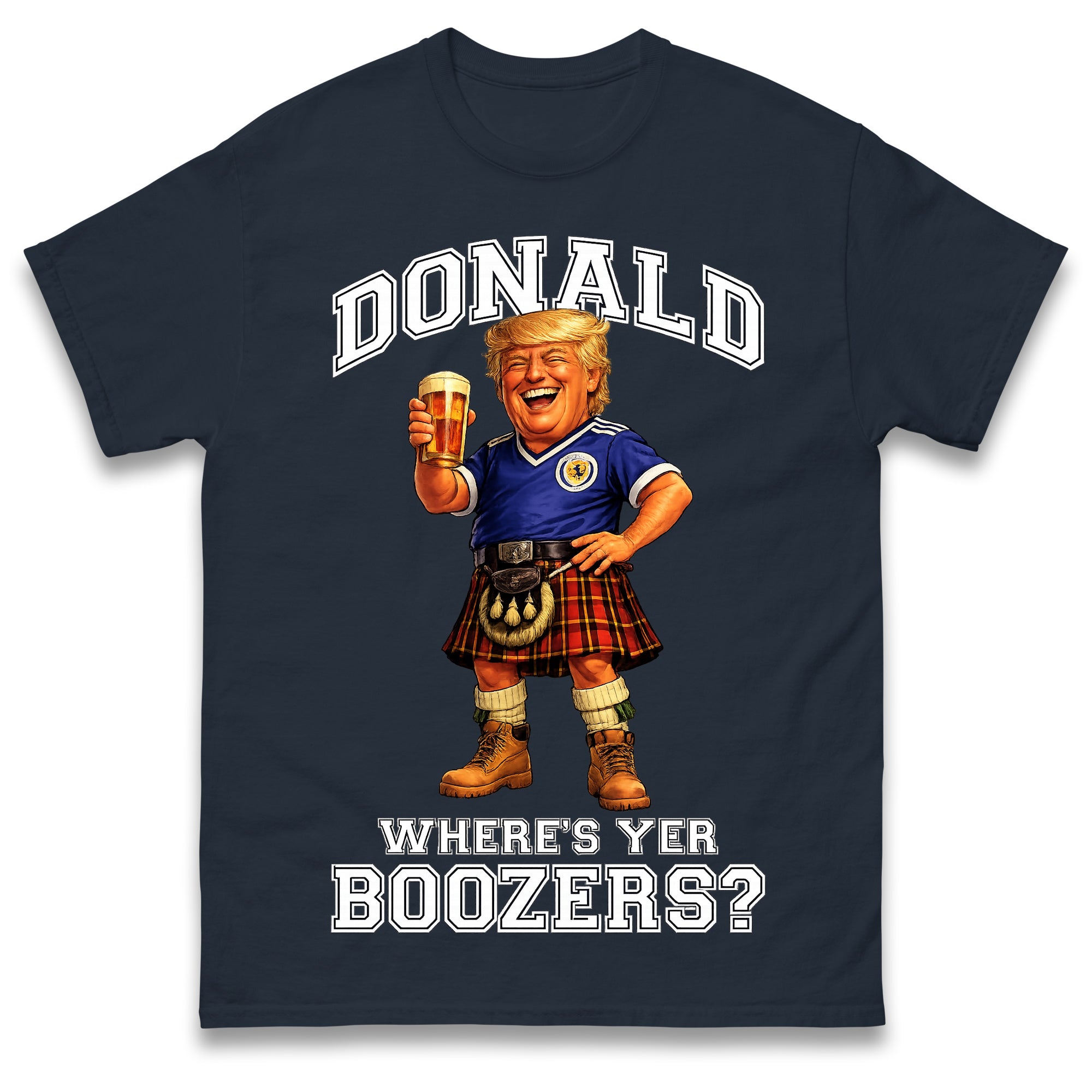 Donald Where s Yer Boozers Scotland World Cup 2026 Football T Shirt Tshirt Mens Womens Unisex Tops Tees S