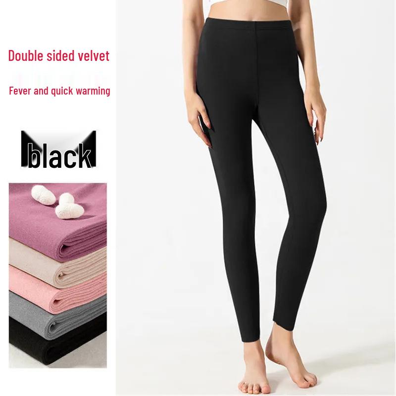 

Double-Sided Fleece Base Layer Pants for Women - Seamless, Slimming, Warm, German Fleece, Spring/Autumn/Winter Wear. XL чорний