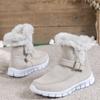 European and American Foreign Trade Short Tube Lace-up Wool Snow Boots Women's Cross-border New Winter Thickened Solid Color Velvet Warm Cotton Shoes